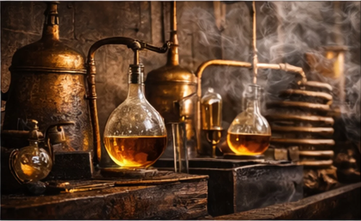 Traditional copper distillation apparatus